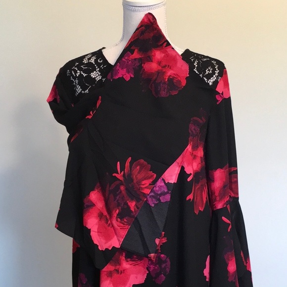 EST 1946 Brand Flowy Black Floral Print Mini Dress - Picture 4 of 8